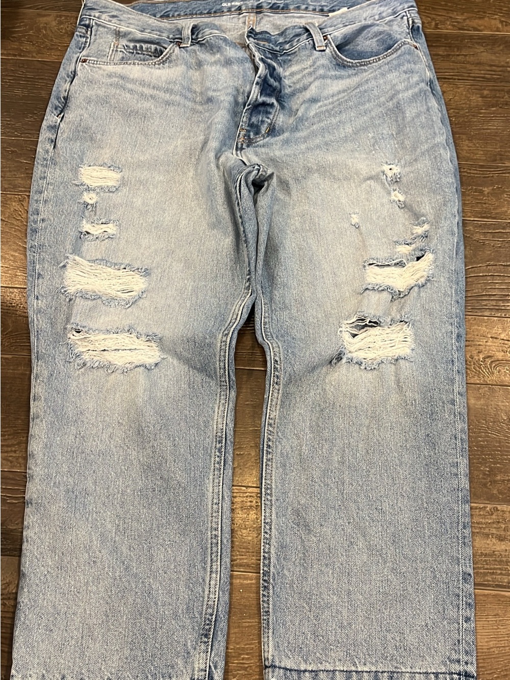 Old Navy Light Blue Straight Leg Distressed Jeans